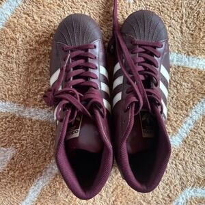 Adidas Burgundy and White Sneakers
